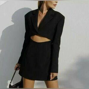 Zara black blazer cut out dress limited edition